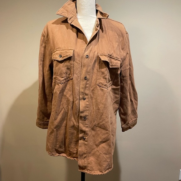 Princess Polly Neve Top Brown Over Shirt Button Down Top - Picture 4 of 13